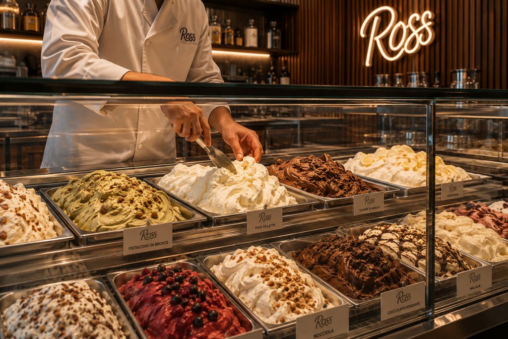 ROSS-gelateria-artigianale-Lake-Como-bancone-a-vista-gelati